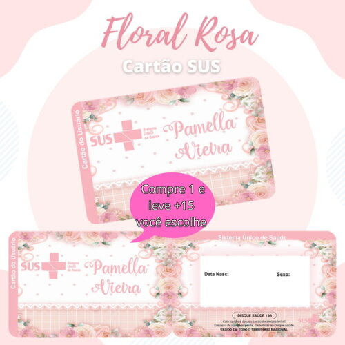 Arquivo Digital Cartão Sus Floral Rosa #596