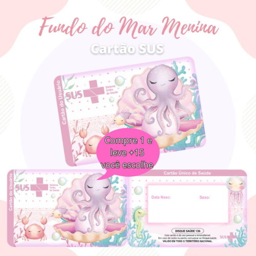 Arquivo Digital Cartão Sus Fundo do Mar Menina #594