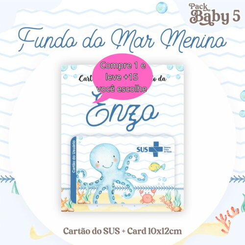 Arquivo Digital Cartão Sus Fundo do Mar Menino #2239