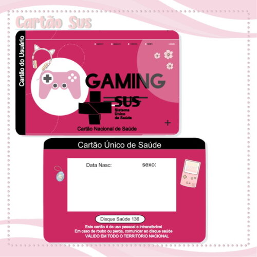 Arquivo Digital Cartão Sus Gamer Menina #2022