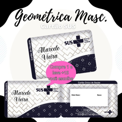 Arquivo Digital Cartão Sus Geométrica Masculina #1892