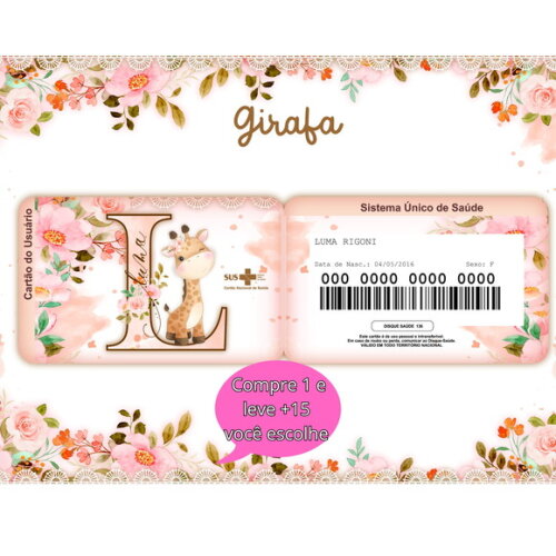 Arquivo Digital Cartão Sus Girafinha #5328