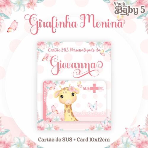 Arquivo Digital Cartão Sus Girafinha Menina #2241