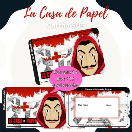Arquivo Digital Cartão Sus La Casa de Papel #1882