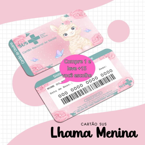 Arquivo Digital Cartão Sus Lhama Menina #1681