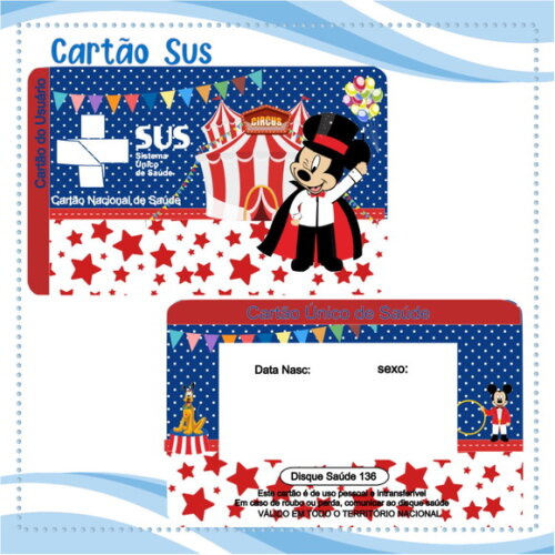 Arquivo Digital Cartão Sus Mickey Circo #2032