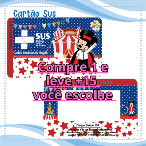 Arquivo Digital Cartão Sus Mickey Circo #2032