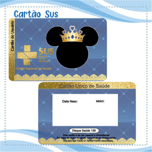 Arquivo Digital Cartão Sus Mickey Rei #2031