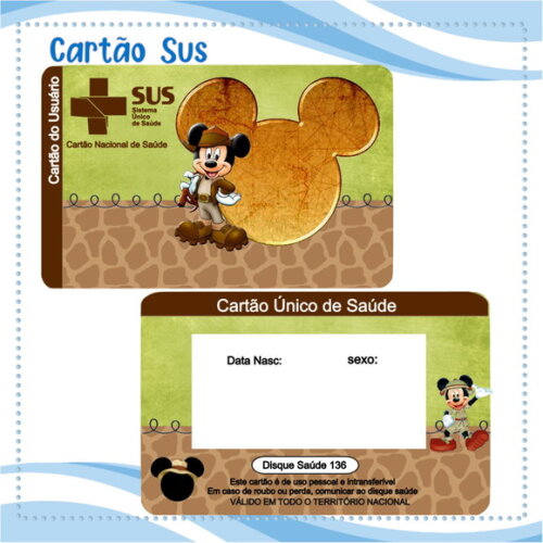 Arquivo Digital Cartão Sus Mickey Safari #2033