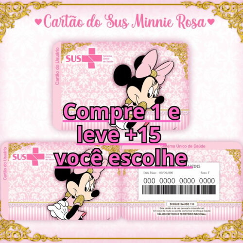 Arquivo Digital Cartão Sus Minnie Rosa #959
