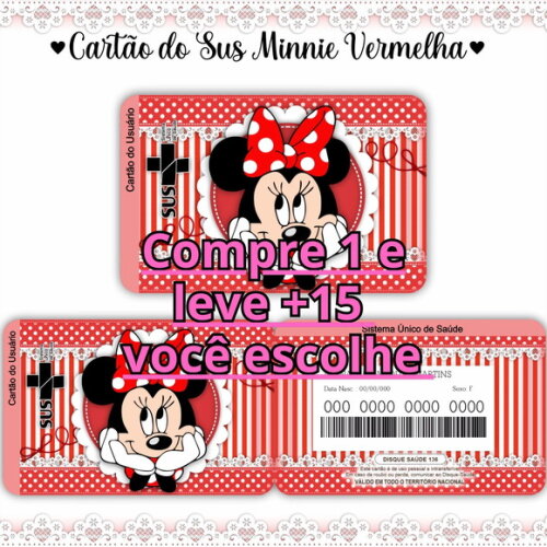 Arquivo Digital Cartão Sus Minnie Vermelha #958
