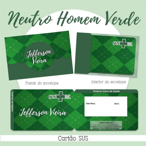 Arquivo Digital Cartão Sus Neutro Homem Verde #2158