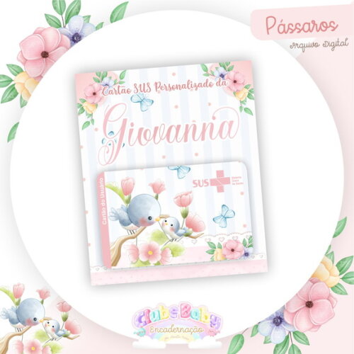 Arquivo Digital Cartão Sus Pássaros Menina #2358