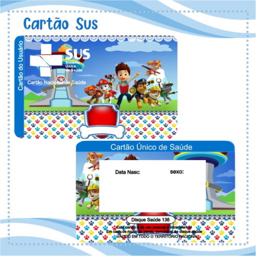 Arquivo Digital Cartão Sus Patrulha Canina #2101