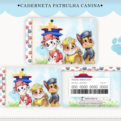 Arquivo Digital Cartão Sus Patrulha Canina #994