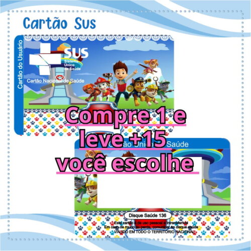 Arquivo Digital Cartão Sus Patrulha Canina #2101