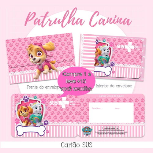 Arquivo Digital Cartão Sus Patrulha Canina Menina #2162
