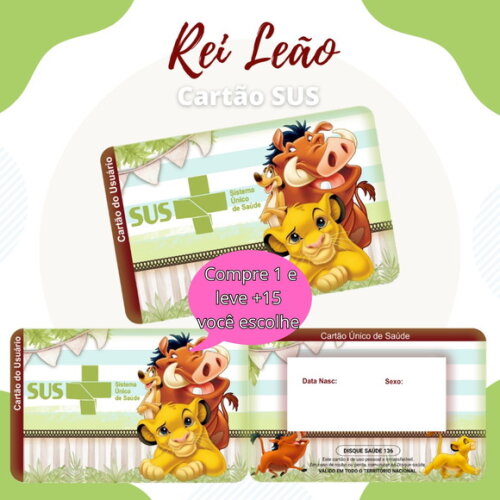 Arquivo Digital Cartão Sus Rei Leão #576