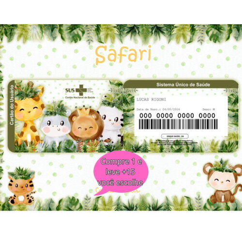Arquivo Digital Cartão Sus Safari #5333