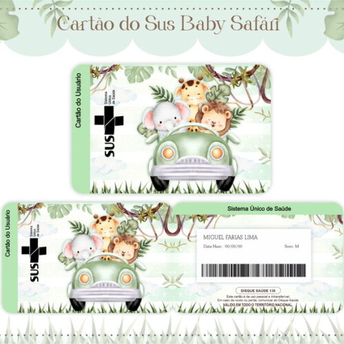Arquivo Digital Cartão Sus Safari Baby #1615