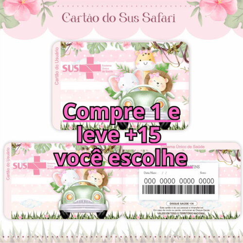 Arquivo Digital Cartão Sus Safari Menina #1612