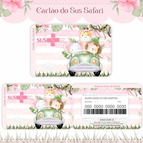 Arquivo Digital Cartão Sus Safari Menina #1612