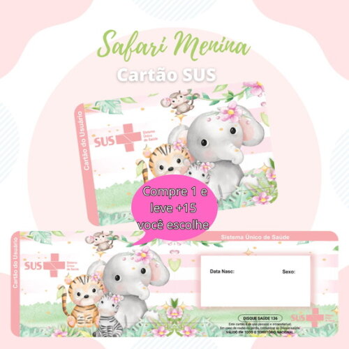 Arquivo Digital Cartão Sus Safari Menina #1870
