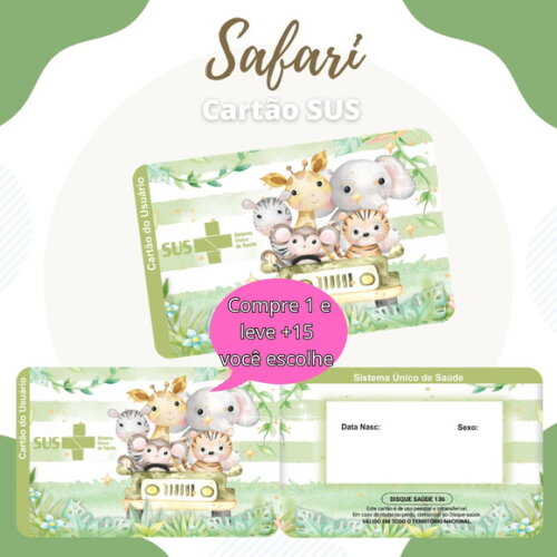 Arquivo Digital Cartão Sus Safari Menino #1869