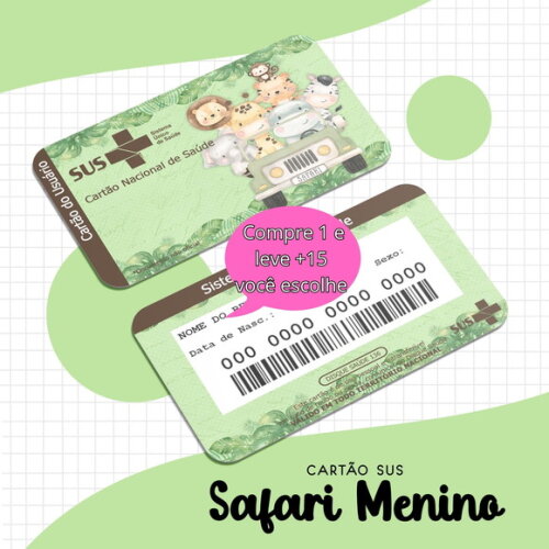 Arquivo Digital Cartão Sus Safari Menino #1693
