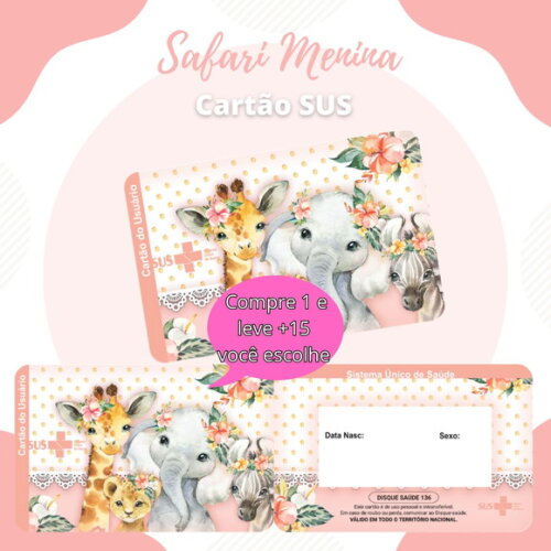 Arquivo Digital Cartão Sus Safari Menina #573