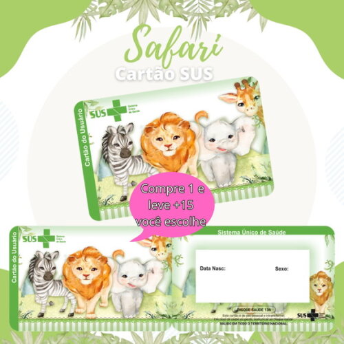 Arquivo Digital Cartão Sus Safari Menino #572