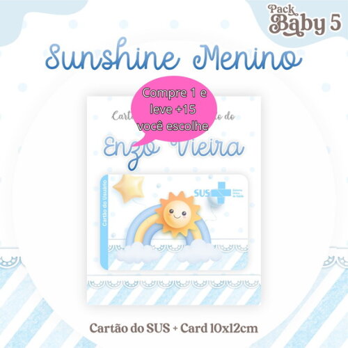 Arquivo Digital Cartão Sus Sunshine Menino #2252