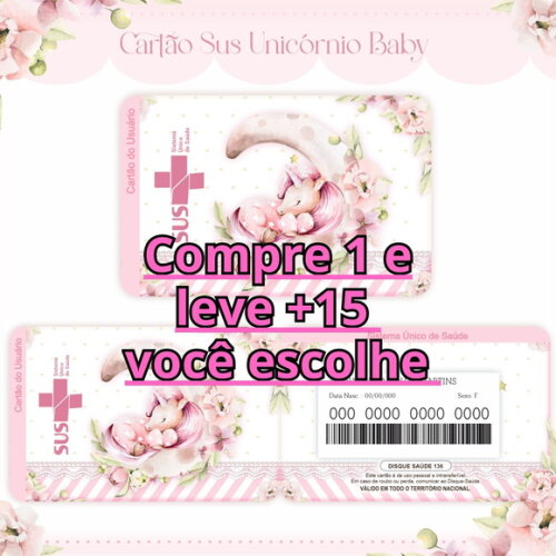 Arquivo Digital Cartão Sus Unicórnio Baby #1610