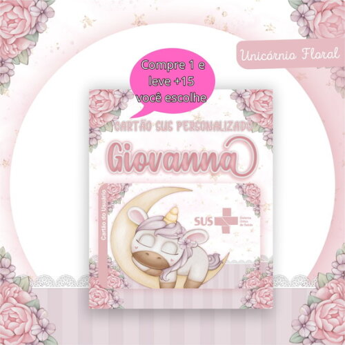 Arquivo Digital Cartão Sus Unicórnio Floral #2581