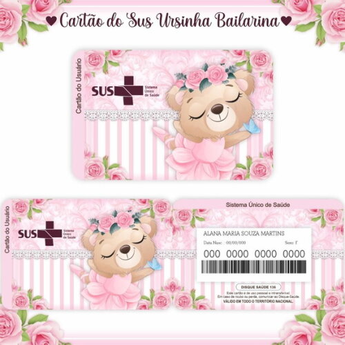 Arquivo Digital Cartão Sus Ursinha Bailarina #963