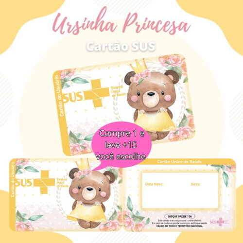 Arquivo Digital Cartão Sus Ursinha Princesa #550