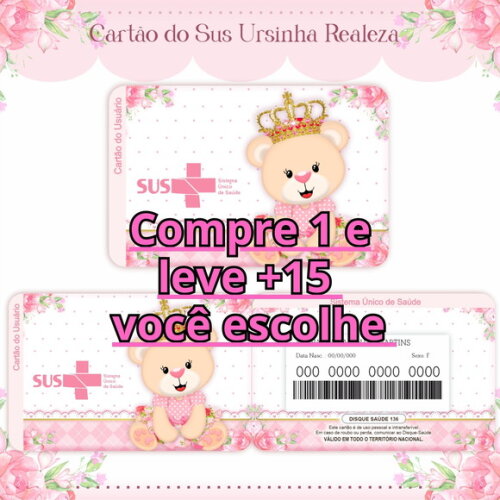 Arquivo Digital Cartão Sus Ursinha Realeza #1611