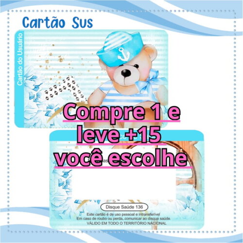 Arquivo Digital Cartão Sus Ursinho #2111