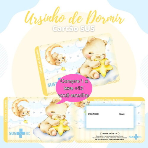 Arquivo Digital Cartão Sus Ursinho de Dormir #1905