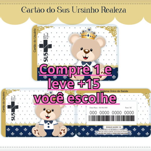 Arquivo Digital Cartão Sus Ursinho Realeza #1608
