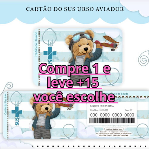 Arquivo Digital Cartão Sus Urso Aviador #1756