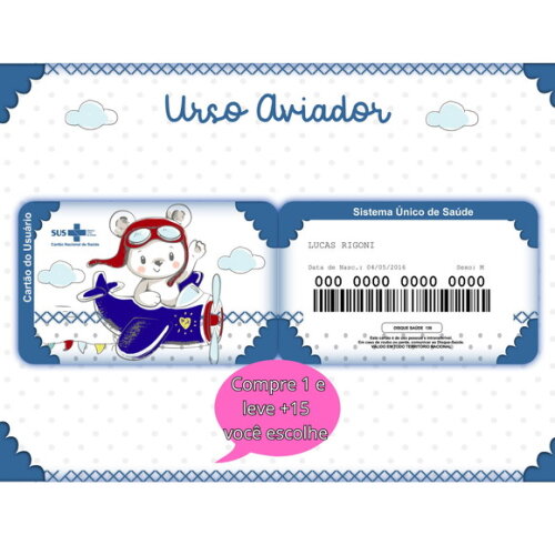 Arquivo Digital Cartão Sus Urso Aviador #5323