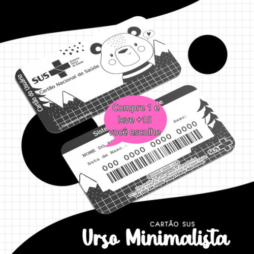 Arquivo Digital Cartão Sus Urso Minimalista #1703