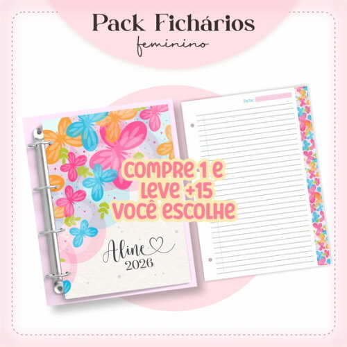 Arquivo Digital Encadernação Fichário Feminino #7694