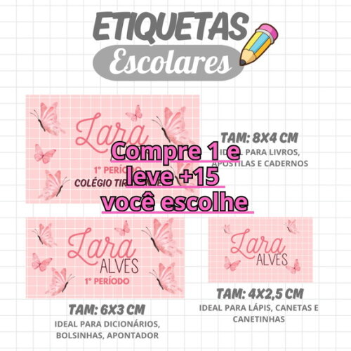 Arquivo Digital Etiqueta Escolar Borboleta #2061