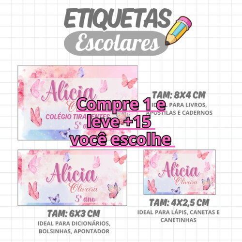 Arquivo Digital Etiqueta Escolar Borboletas #6882