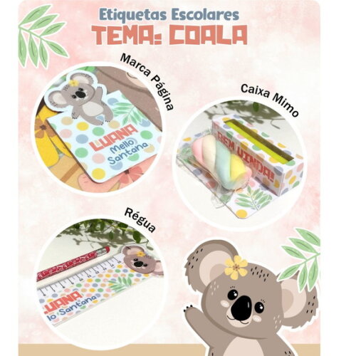 Arquivo Digital Etiqueta Escolar Coala #4592