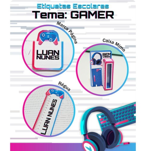 Arquivo Digital Etiqueta Escolar Gamer #4588