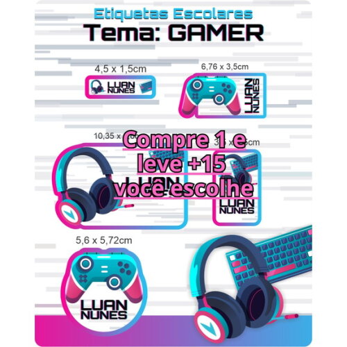 Arquivo Digital Etiqueta Escolar Gamer #4588