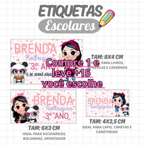 Arquivo Digital Etiqueta Escolar Luluca #1983